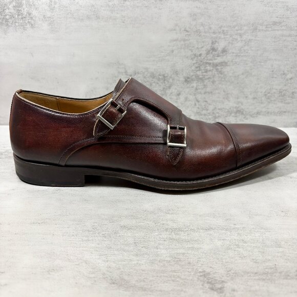 Magnanni Double Monk Strap Cap Toe Leather Shoes - Men\'s Size 8.5 - Brown main image 7